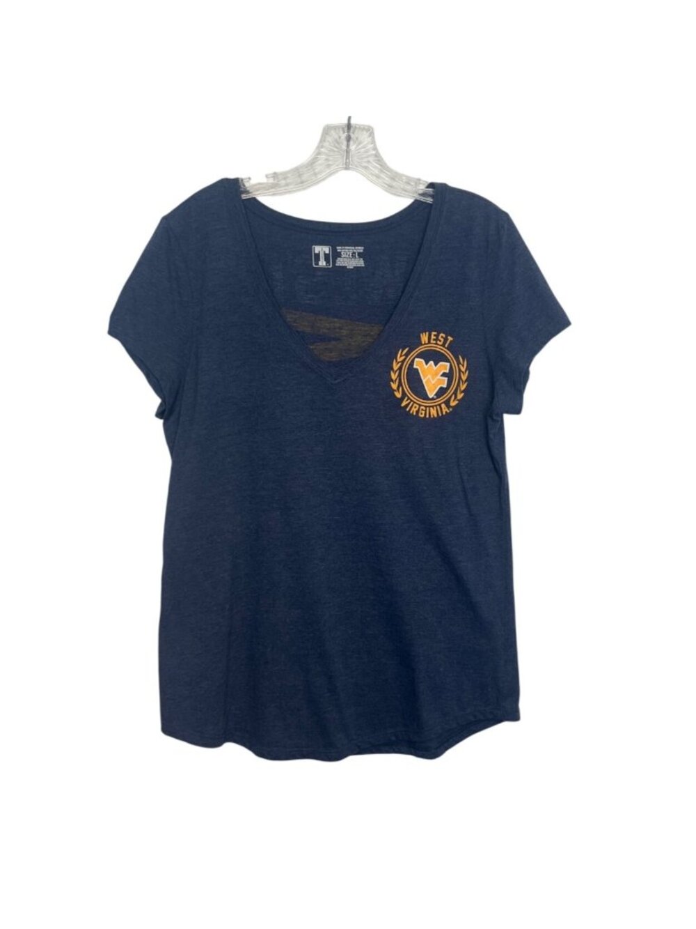 West Virginia Graphic Tee Tshirt Large Blue Short Sleeve Fanwear